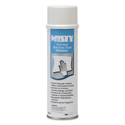 Misty Water-Based Stainless Steel Cleaner, Lemon Scent, 18 oz Aerosol Spray, 12/Carton (1001557)