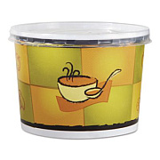 Chinet Streetside Squat Paper Food Container with Lid, Streetside Design, 12 oz, 250/Carton (70412)