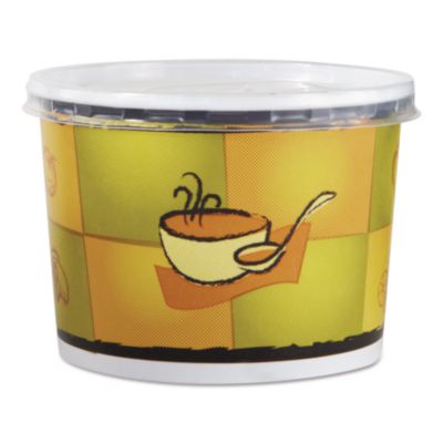Chinet Streetside Squat Paper Food Container with Lid, Streetside Design, 12 oz, 250/Carton (70412)