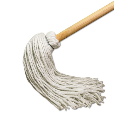 Boardwalk Handle/Deck Mops, #24 White Rayon Head, 54" Natural Wood Handle, 6/Pack (124R)