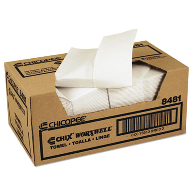 Chicopee Durawipe Shop Towels, 13 x 15, Z Fold, White, 100/Carton (8481)