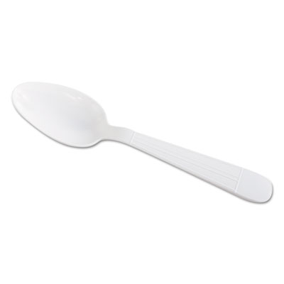 GEN Wrapped Cutlery, 6" Teaspoon, Heavyweight, Polypropylene, White, 1,000/Carton (GENHYWIWS)
