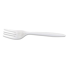 GEN Medium-Weight Cutlery, Fork, White, 6 1/4", 100/Bag, 10 Bags/Carton (GENPPFK10100)