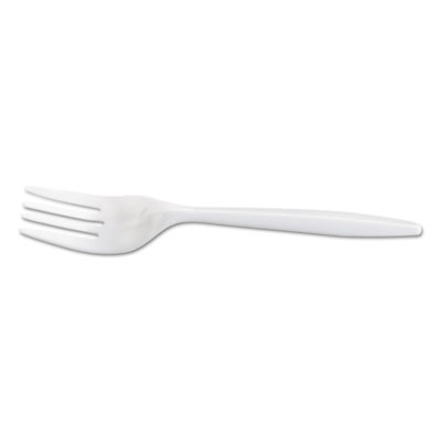 GEN Medium-Weight Cutlery, Fork, White, 6 1/4", 100/Bag, 10 Bags/Carton (GENPPFK10100)