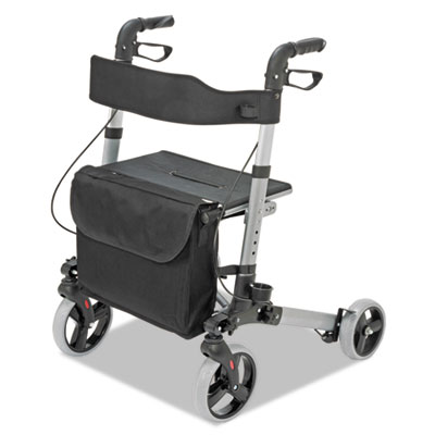 HealthSmart Gateway Aluminum Rollator, Adjusts 31" to 36", 300 lb Capacity, Titanium (50150124100)