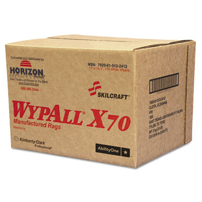 AbilityOne 7920015122412, SKILCRAFT, WYPALL X70 Rags, 11 x 16.5, White, 174/Box