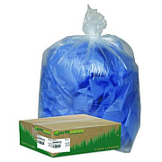 Earthsense Commercial Linear Low Density Clear Recycled Can Liners, 33 gal, 1.25 mil, 33" x 39", Clear, 10 Bags/Roll, 10 Rolls/Carton (RNW4015C)