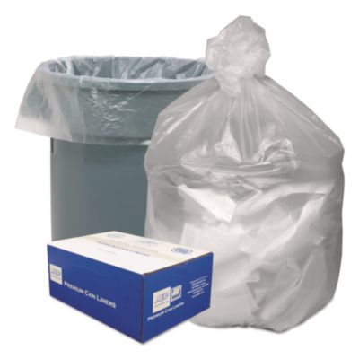 Good 'n Tuff Waste Can Liners, 56 gal, 14 mic, 43" x 46", Natural, 20 Bags/Roll, 10 Rolls/Carton (GNT4348)
