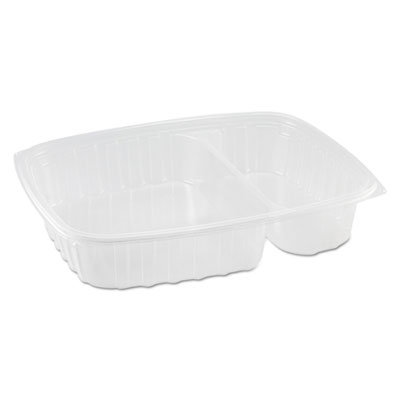 Dart StayLock Clear Hinged Lid Containers, 3-Compartment, 8.6 x 9 x 3, Clear, 100/Packs, 2 Packs/Carton (C55UT3)