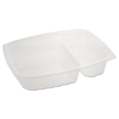 Dart ClearPac Containers, 2 Compartments, 32.8 oz, 7.4 x 9 x 1.7, Clear, Plastic, 63/Pack, 4 Packs/Carton (C30DE2R)