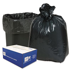 Classic Linear Low-Density Can Liners, 16 gal, 0.6 mil, 24" x 33", Black, 25 Bags/Roll, 20 Rolls/Carton (243115B)