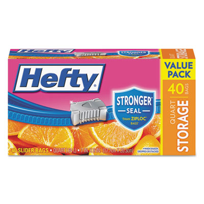 Hefty Slider Bags, 1 qt, 1.5 mil, 8" x 7", Clear, 360/Carton (R81240CT)