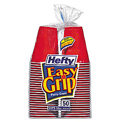 Hefty Easy Grip Disposable Plastic Party Cups, 18 oz, Red, 50/Pack, 12 Packs/Carton (C21999CT)