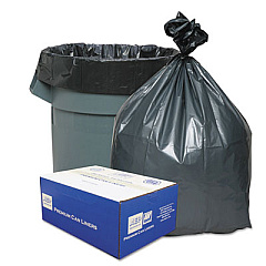 Platinum Plus Can Liners, 60 gal, 1.55 mil, 39" x 56", Gray, 10 Bags/Roll, 5 Rolls/Carton (PLA6070)