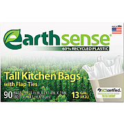 Earthsense RECYCLED CAN LINERS, 13 GAL, 0.7 MIL, 23.75" X 28", WHITE, 90/BOX (GES6FK90)