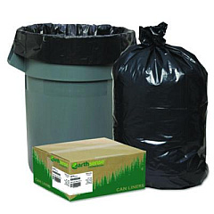 Earthsense Commercial Linear Low Density Recycled Can Liners, 60 Gallon, 1.65 mil, 38" x 58", Black, 10 Bags/Roll, 10 Rolls/Carton (RNW6060)