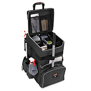 Rubbermaid Commercial Executive Quick Clean Janitorial Cart, Synthetic Fabric, 16 Compartments, 14.25" x 16.5" x 25", Dark Gray (1902465)