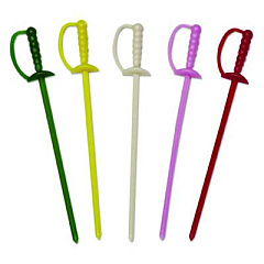 AmerCareRoyal Sword Picks, Plastic, 3.25", Assorted Colors, 10,000/Carton (RP147)