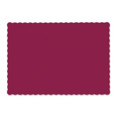 Hoffmaster Placemats, Smooth Surface, Scalloped Edges, 13.5" x 9.5", Burgundy, 1,000/Carton (310524)