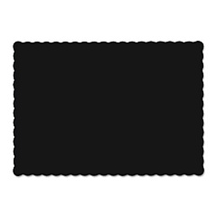 Hoffmaster Placemats, Smooth Surface, Scalloped Edges, 13.5" x 9.5", Black, 1,000/Carton (310551)