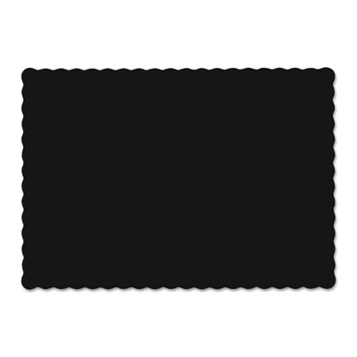 Hoffmaster Placemats, Smooth Surface, Scalloped Edges, 13.5" x 9.5", Black, 1,000/Carton (310551)