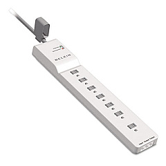 Belkin Home/Office Surge Protector, 7 Outlets, 6 ft Cord, 2320 Joules, White (BE10720006)