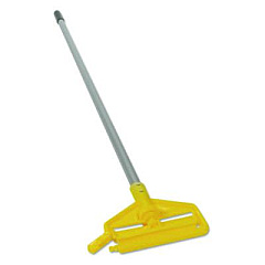 Rubbermaid Commercial Invader Aluminum Side-Gate Wet-Mop Handle, Vinyl Coating, 60", Gray/Yellow (H136)