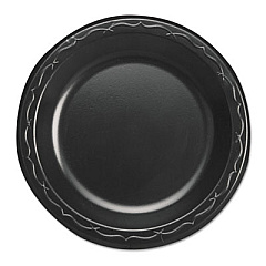 Genpak Elite Laminated Foam Dinnerware, Plate, 6" Dia, Black,125/pack, 8 Pack/carton (LAM063L)