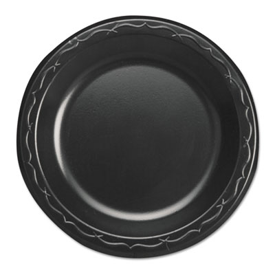 Genpak Elite Laminated Foam Dinnerware, Plate, 6" Dia, Black,125/pack, 8 Pack/carton (LAM063L)