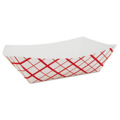 SCT Paper Food Baskets, 10 lb Capacity, 9.84 x 6.97 x 3.13, Red/White, Paper, 250/Carton (0433)