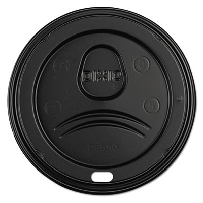 Dixie Sip-Through Dome Hot Drink Lids, Fits 20 oz to 24 oz Cups, Black, 100/Pack, 10 Packs/Carton (D9550B)