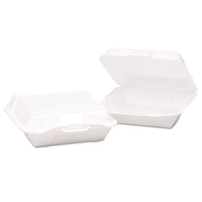 Genpak Hinged-Lid Foam Carryout Containers, 9.19x6 1/2x3, White, Vented, 100/bag, 2/ct (20500V)