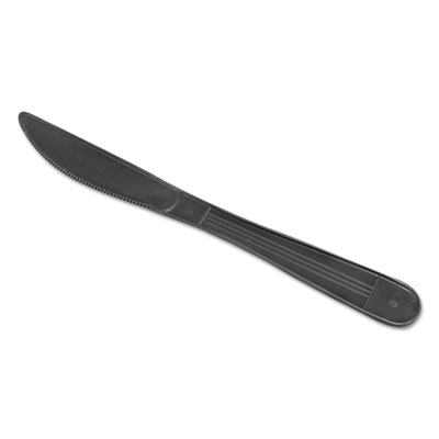 GEN Wrapped Cutlery, 7.5" Knife, Heavyweight, Polypropylene, Black, 1,000/Carton (GENHYBIWKN)