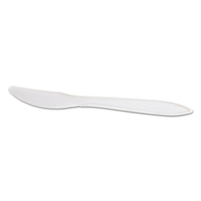 GEN Wrapped Cutlery, 6.25" Knife, Mediumweight, Polypropylene, White, 1,000/Carton (GENMWKIW)