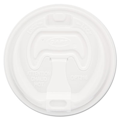 Dart Optima Reclosable Lid, Fits 12 oz to 24 oz Hot Cups, Plastic, White, 100/Pack, 10 Packs/Carton (16RCL)