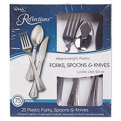 WNA Heavyweight Plastic Cutlery Combo: Fork, Knife, Spoon; Silver, 450/carton (612375CT)