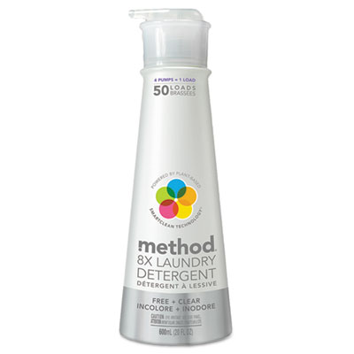 Method 8X Laundry Detergent, Free and Clear, 20 oz Bottle (01126)