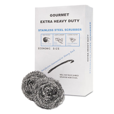 GEN Stainless Steel Scrubber, Steel, 72/Carton