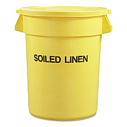 Rubbermaid Commercial Round Brute Container with "Trash Only" Imprint, Plastic, 33 gal, Yellow (263957YEL)