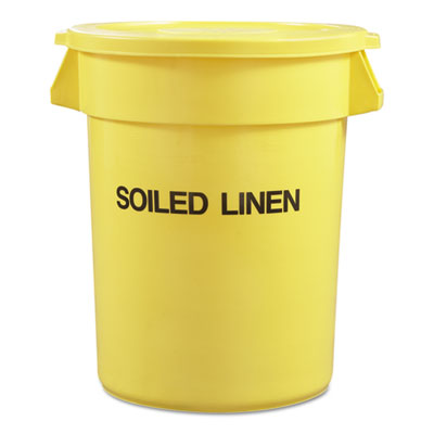 Rubbermaid Commercial Round Brute Container with "Trash Only" Imprint, Plastic, 33 gal, Yellow (263957YEL)