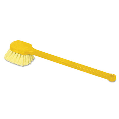 Rubbermaid Commercial Long Handle Scrub, 20" Long Plastic Handle, Gray Handle w/Yellow Bristles (9B32CT)