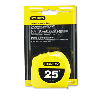Stanley Bostitch Power Return Rule Tape Measure, Plastic Case,  Polymer-Coated Blade, 1" x 25 ft, Yellow (30455)
