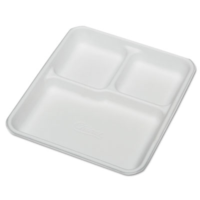 AbilityOne 7350009269233, SKILCRAFT, Rectangular Compartment Plates, 10 x 0.88 x 8, White, 500/Box
