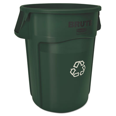 Rubbermaid Commercial Brute Recycling Container, Round, 44 Gal, Dark Green (1926829)