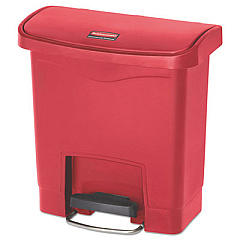 Rubbermaid Commercial Slim Jim Streamline Resin Step-On Container, Front Step Style, 4 gal, Polyethylene, Red (1883563)