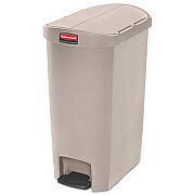 Rubbermaid Commercial Slim Jim Streamline Resin Step-On Container, End Step Style, 13 gal, Polyethylene, Beige (1883459)