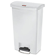 Rubbermaid Commercial Streamline Resin Step-On Container, Front Step Style, 13 gal, Polyethylene, White (1883557)
