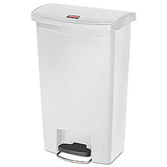 Rubbermaid Commercial Streamline Resin Step-On Container, Front Step Style, 13 gal, Polyethylene, White (1883557)