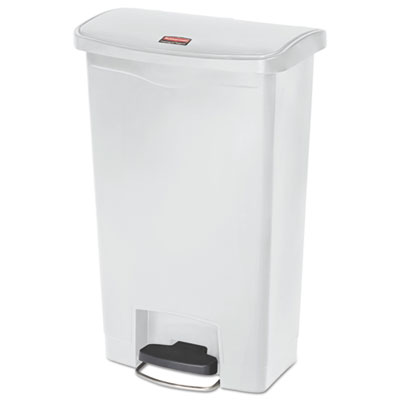 Rubbermaid Commercial Streamline Resin Step-On Container, Front Step Style, 13 gal, Polyethylene, White (1883557)
