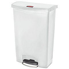 Rubbermaid Commercial Slim Jim Streamline Resin Step-On Container, Front Step Style, 24 gal, Polyethylene, White (1883561)
